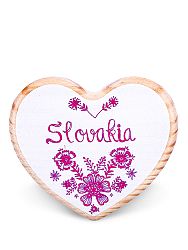 Drevená magnetka Slovakia kvety biela