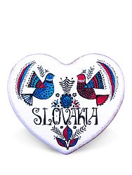 Drevená magnetka srdce biele - holubice