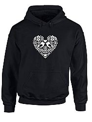 Mikina folklórne srdce Unisex Čierna