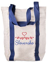 Nákupná ľanová taška Slovensko - modrá