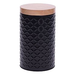 Plechová dóza Wooden pr. 11 cm, čierna