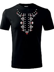 Tričko ľudová košieľka Unisex Čierne