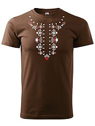 Tričko ľudová košieľka Unisex Hnedé
