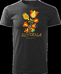 Tričko Slovakia kvet Unisex Čierne