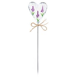 Zápich Levanduľové srdce biela, 29 cm