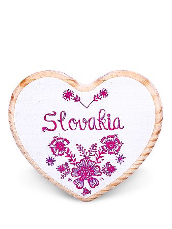 Drevená magnetka Slovakia kvety biela