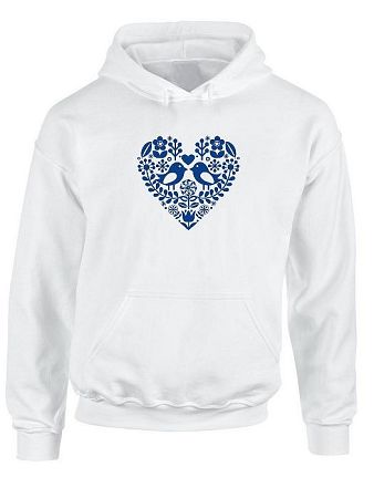 Mikina folklórne srdce Unisex Biela