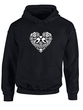 Mikina folklórne srdce Unisex Čierna