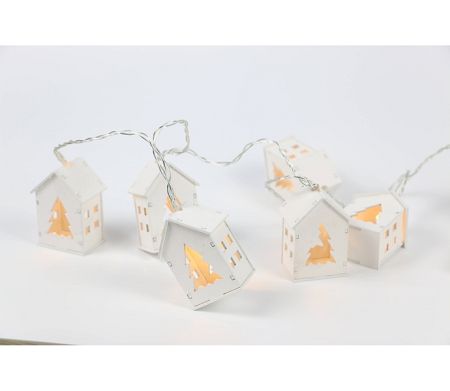 Nature reťaz s domčekmi 10 LED - biela