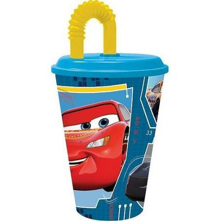Plastový téglik so slamkou Cars 430 ml