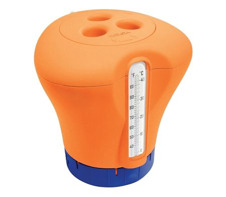 Plavák na chlór s teplomerom - oranžová