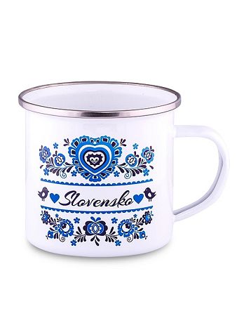 Plechový hrnček modrý ornament 300ml