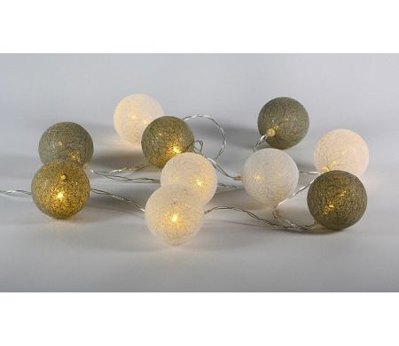 Reťaz tkané gule 10 LED - teplá biela