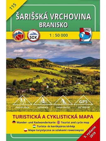 Šarišská vrchovina - Branisko 115 Turistická mapa 1:50 000
