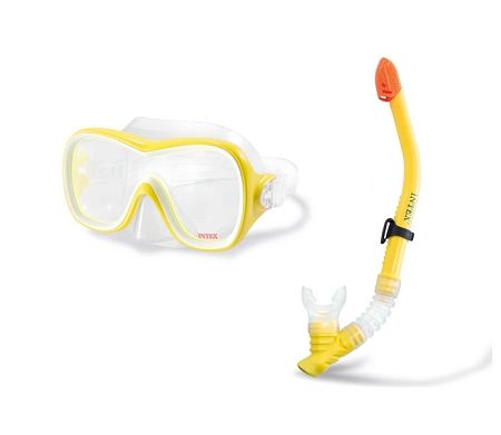 Set okuliare a šnorchel žltý/modrý