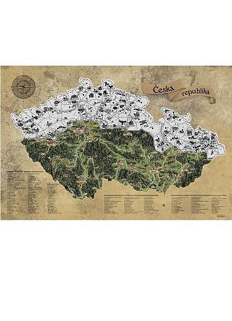 Stieracia mapa Česko - strieborná