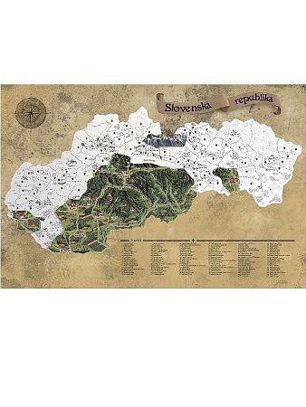 Stieracia mapa Slovensko - strieborná