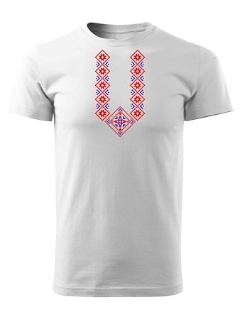 Tričko folklórny golier Unisex Biele