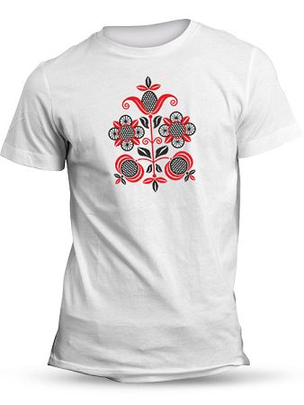 Tričko folklórny kvet Unisex Biele