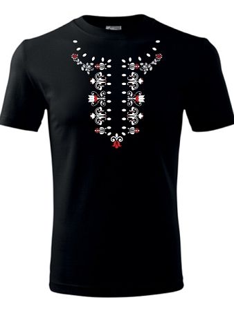 Tričko ľudová košieľka Unisex Čierne