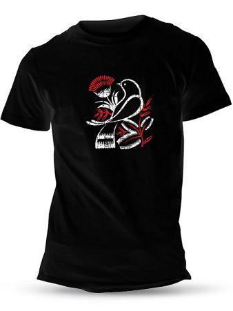 Tričko ľudový vták retro Unisex Čierne