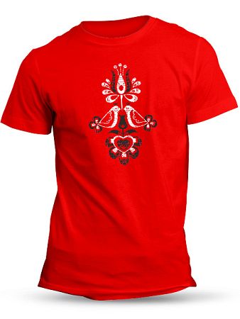 Tričko vtáčiky retro Unisex Červené