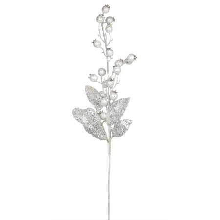 Vianočná vetvička Šípky biela, 80 cm