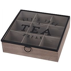 Box na čaj so skleneným vekom, MDF