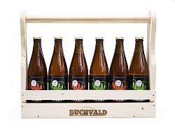 BUCHVALD drevený nosič piva + 6 pivo Buchvald 10% 500ml
