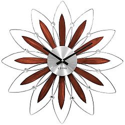 Drevené strieborné hodiny LAVVU CRYSTAL Flower LCT1111, 50cm 