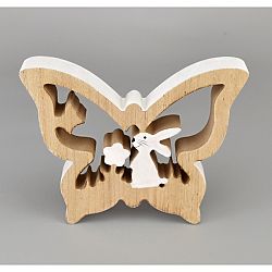 Drevený Motýľ so zajačikom, 15 cm