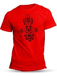 Folklórne tričko vtáčiky retro Unisex Červené