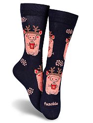 Fusakle ponožky Prasiatko v zime S 35 - 38