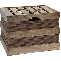 Koopman Sada dekoračných drevených boxov Mango wood, 2 ks