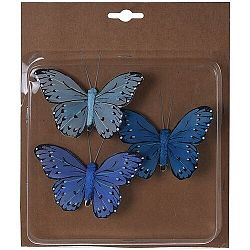 Koopman Sada motýľov na klipe 3 ks, modrá
