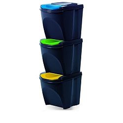 Kôš na triedený odpad Sortibox 20 l, 3 ks, antracit IKWB20S3 – S433