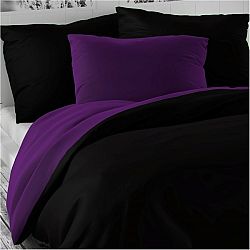 Kvalitex Saténové obliečky Luxury Collection čierna / tmavo fialová, 140 x 200 cm, 70 x 90 cm