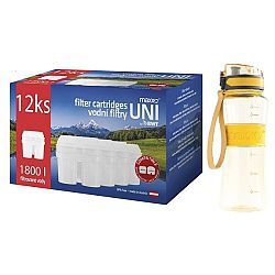 Maxxo Výhodná sada UNI vodné filtre 12 ks + žltá športová fľaša 