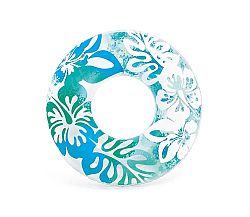 Nafukovacie koleso 91 cm - kvetinové vzory , modrá farba