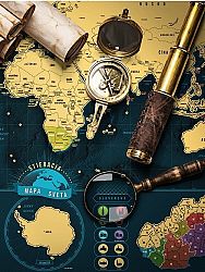 Stieracia mapa Svet Deluxe XL - zlatá