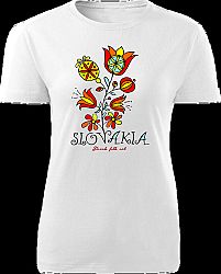 Tričko Slovakia kvet Dámske klasik Biele