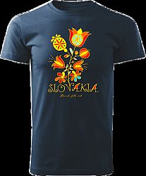 Tričko Slovakia kvet Unisex Námornícke modré