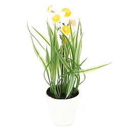 Umelá kvetina Narcis v kvetináči biela, 22 cm