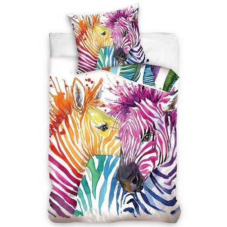 Carbotex Bavlnené obliečky Color Zebra, 140 x 200 cm, 70 x 80 cm
