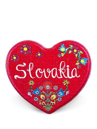 Drevená magnetka Slovakia kvietky červená