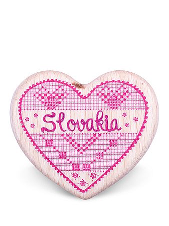 Drevená magnetka Slovakia srdce natural