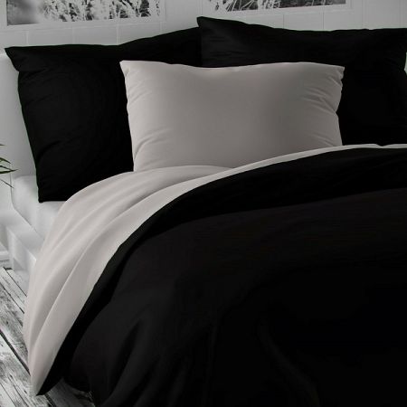 Kvalitex Saténové obliečky Luxury Collection čierna/svetlosivá, 140 x 200 cm, 70 x 90 cm