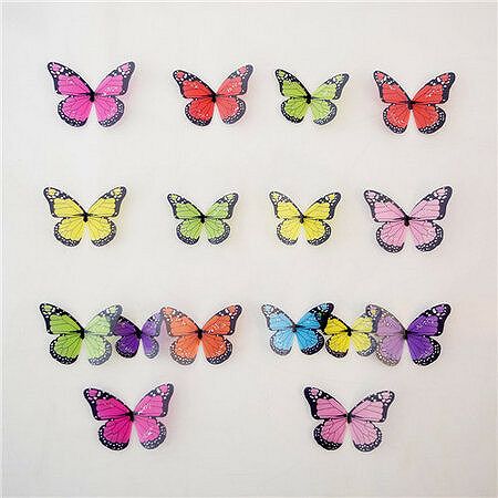 Samolepiace 3D motýle farebné, 18 ks 