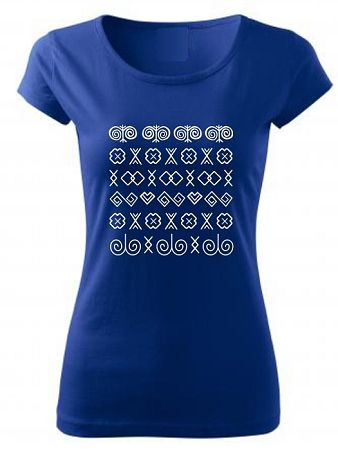Tričko čičmanské znaky Dámske pure Kráľovské modré