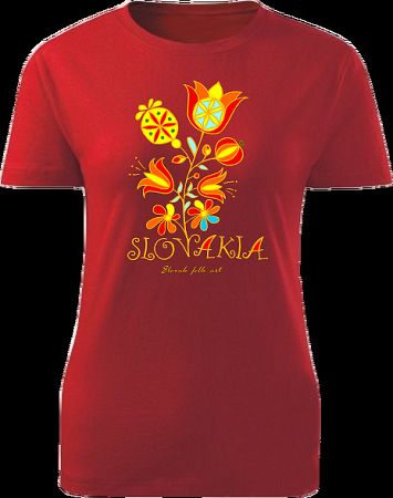 Tričko Slovakia kvet Dámske klasik Červené